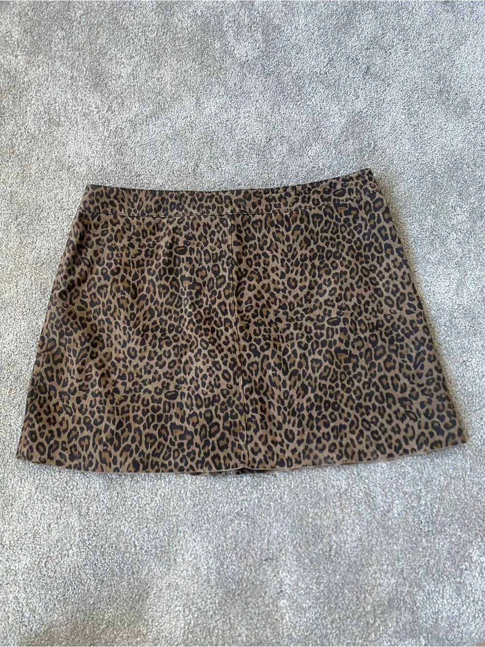 AllSaints Brown Leopard Print Mini Skirt with Front Zip